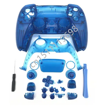 Läbipaistev Sinine Töötleja Täis Eluaseme Koorega Juhul Katta Mod Kit nupud Asendamiseks Playstation 5 PS5 Gamepad Remont Nahk