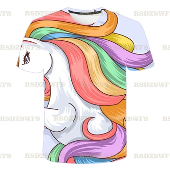 Tüdrukute riided 4 kuni 14 aasta uus värv Unicorn plii maali t-särk 3D print Tüdrukud tshirt Polüester unicornio tüdrukud 4-14T
