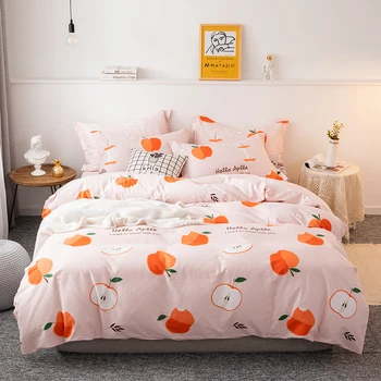 2021 Nelja-osaline voodipesu lihtne puuvillane topelt leibkonna voodi lehel tekk katab tiheneb lihvimine ühiselamu voodi lehel heleroosa