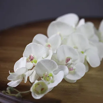 DIY Pulm Lilled Võltsitud Taimed 110CM Decor Kimp Kunstlik 11 Orchid Home Phalaenopsis Pead Lilled Õie Silk