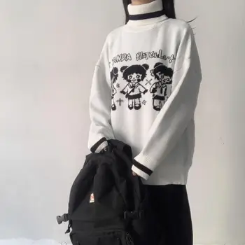 Jaapani Tüdruk Magus Kolledži Stiilis Kootud Kampsun Sügisel Uus Tänav Naiste Harajuku Cute Cartoon Lahti Pikkade varrukatega Pullover