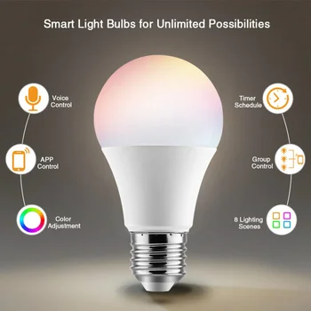 Smart WIFI LED energiasäästu RGB Bulb Hääl Kaugjuhtimispult Alexa Ja Google ' i Kodu Ühilduv Smart Home E27/E26/B22
