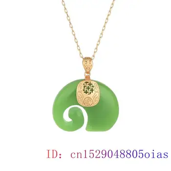Roheline Jade Elevant Gemstone Ripats Amulett Chalcedony Hiina Naiste Kingitused, Looduslikud 925 Hõbe Võlu Kaelakee Ehted Fashion