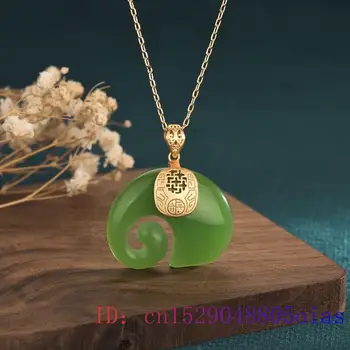 Roheline Jade Elevant Gemstone Ripats Amulett Chalcedony Hiina Naiste Kingitused, Looduslikud 925 Hõbe Võlu Kaelakee Ehted Fashion