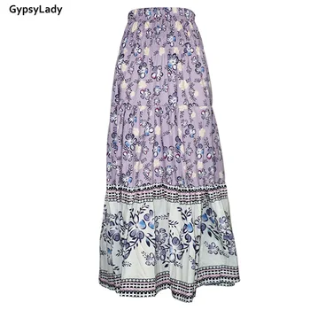 GypsyLady Vintage Õie Printida Seelik Naiste Suvel Boho Pikad Seelikud Elastne Vöökoht Daamid Etnilise Naine Casual Šikk Maxi Seelik