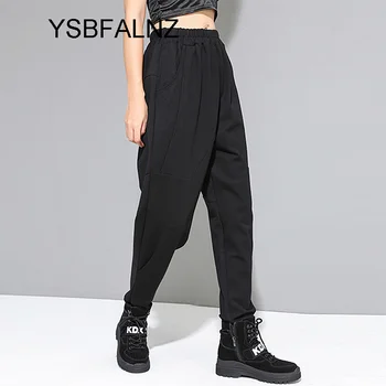 Pantalon Femme 2021 Kõrge Vöökoht Musta Haaremi Püksid Naiste Tasku Vabaaja Lahti Püksid Fashion Streetwear Riided Kevad Sügis
