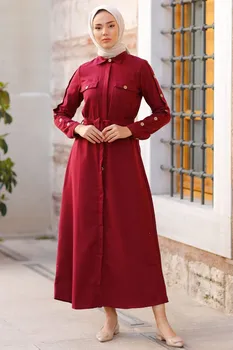 Varruka Nuppu Üksikasjalikud Kleit Türgi Moslemi Mood Hijab Islam Riided Dubai Istanbulstyles Istanbul 2021