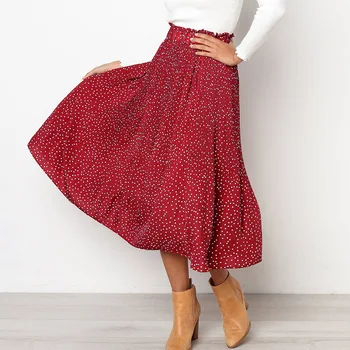 Falda midi plisada con estampado y bolsillos laterales, cintura elástica, para mujer,R36 elegante, estampado õie y de