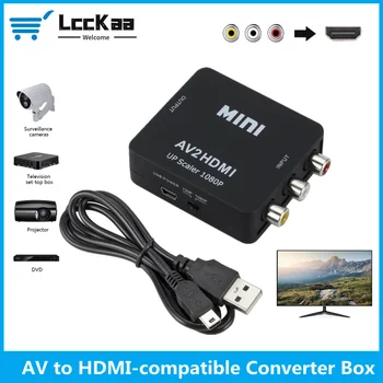 LccKaa AV RCA, HDMI-ühilduv 1080P Video Converter MINI AV2HDMI Adapter Converter Box HDTV Projektoriga digiboksi, DVD