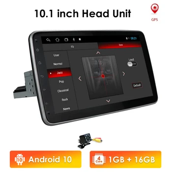 Android 10 Quad Core Car Multimedia Stereo, Universaalne, Pööratav Video 1Din Auto Raadio Heli GPS Navi Mängija 4G WiFi Bluetooth SWC