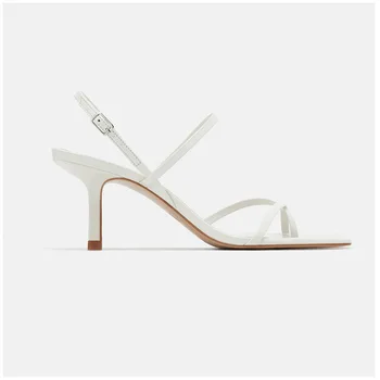 Brändi lihtsad elegantsed kõrge kontsaga sandaalid naine suvel stiletto haldjas stiilis valge one-word lukk õhuke rihm seksikas naiste sandaalid