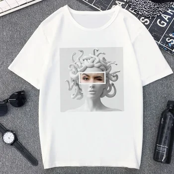 Hiiglaslik Taaveti Kuju suitsetab Lõbus Tshirt Harajuku Streetwear Vintage T-Särk Naistele uus Suvine Vabaaja Valge Tops T-särk Naine