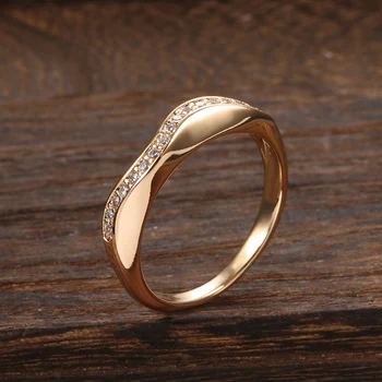 Kinel Uus 585 Roosa Kuld Pruut abielusõrmused Naiste Geomeetrilised jooned Loomulik Tsirkoon Ringi Etnilise Mood Trahvi Ehteid