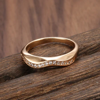 Kinel Uus 585 Roosa Kuld Pruut abielusõrmused Naiste Geomeetrilised jooned Loomulik Tsirkoon Ringi Etnilise Mood Trahvi Ehteid