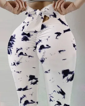 Kõrge Elastne Higi-Imav digitaaltrükk Bow Lace-Up Püksid Naiste Retuusid Kõrge Talje, Pluss Suurus Seksikas Naiste Jooga Püksid