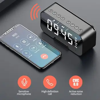 Elektrooniline LED Äratuskell Peegel Digitaalne Ekraan Juhtmevaba Bluetooth Kõlar Äratuskell Koos FM-Raadio Funktsioon Support TF