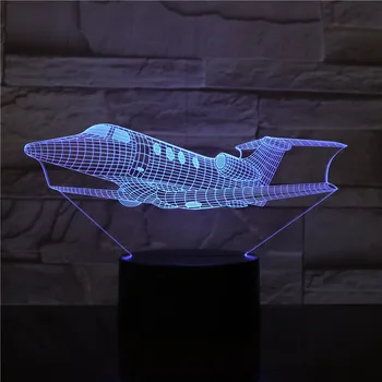 Õhu Lennuk Jet 3D LED Night Light 16 Värvi Muutmine Lamp Õhusõiduki Halloween Kerge Akrüül Illusioon laualamp Lastele Kingitus