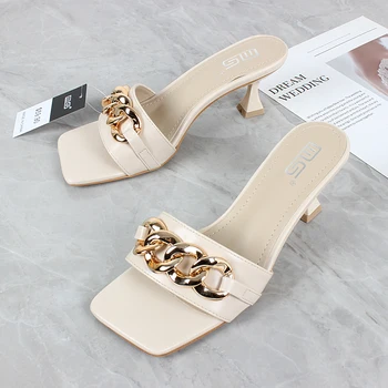 Naiste sandaalid 2021 uus liin vöö kõrge kontsaga sandal metallist kaunistused mood mugavad naiste kingad 6cm