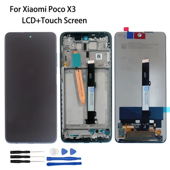 Algne LCD Xiaomi Poco X3 LCD Ekraan Puutetundlik Digitizer Assamblee Xiaomi PocoX3 LCD Ekraan M2007J20CG Parandus Osad
