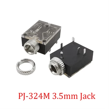 5/10/20Pcs PJ-324M 3.5 mm Stereo Audio Pesa Kõrvaklappide Sisekeermega Konnektor PJ324M 5Pin PCB Panel Mount 3.5 mm Jack Koos Pähkel Must