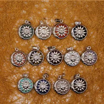 6tk Looduslikust Kivist Sun moon ripats amethysts Kaelakee Ripatsid Amulett Kvarts Ravida Crystal Võlu Ehted Tegemine Tasuta