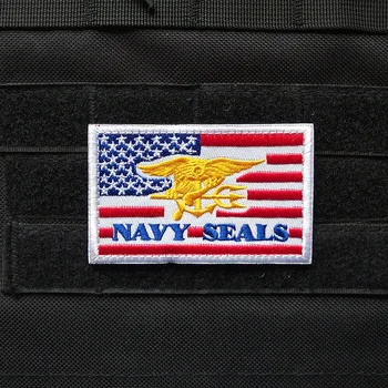 Mereväe Tihendid Märgid USA Armee Fänn Riie Sõjalise Kleebised Tikandid Velcro Applique Ameerika Star Lipu Taktikaline Seljakott Plaastrid