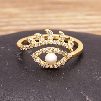 Uus Mood Bohemian Türgi Kurja Silma Rhinestone Avatud Reguleeritav Rõngad Naiste Vintage Pearl Ring Parim Pidu Sünnipäeva Ehted