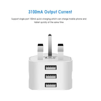 3-Port USB 5V/1A/2.1/3.1 Power Adapter 3 PIN UK Plug AC Seina Laadija Koos 1/2/3 USB-Porti Laadimiseks Ios või Android Nutikas Telefon