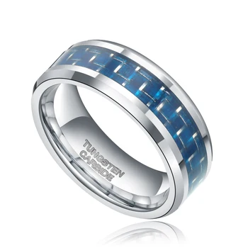 Eamti Meeste Volfram Ring 8mm Karbiid Sinine süsinikkiust Inlay Pulm Bänd Engagement Rõngad Naistele Uus Disain