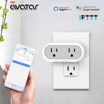 AvatarControls Smart Wifi Pistik 2 1 Timmer Funktsiooni Töö Alexa/Google Assistent hääljuhtimine APP+Remote