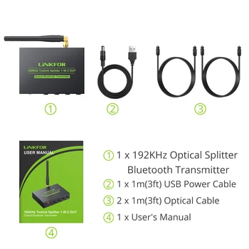 Neoteck Digital Audio Splitter Bluetooth-Ühilduva 5.0 Saatja Koos AptX HD Wireless Audio Adapter