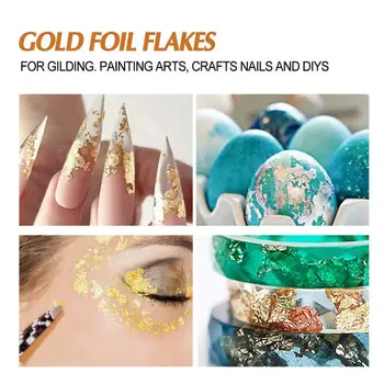 3 Pudelit Gold Foil Killud Imitatsioon Gold Flake Siver Leaf Küünte Kaunistused Maali Tõusis Kuld Kuld DIY Kunst Käsitöö Raamat