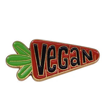 Vegan Sõle Vegeterian Veganism Pääsme Naljakas Köögiviljad Emailiga Pin-armas Humburger porgand Sõrmed Tarvik