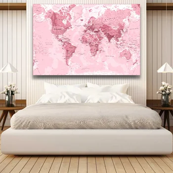 1 Paneel Suured Vintage Roosa Maailma Kaart Art Design Plakat HD Trükitud Lõuendile Kasutamiseks Kodus elutoas Ja Kontori Seina Värvimine