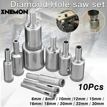 10 Tk Diamond Drill Bit Set 6mm-30mm Teemant Kaetud Core Auk Nägi Puuriterad Vahend, Ketaslõikur Klaasi Marmorist Plaat Graniit Puurimine