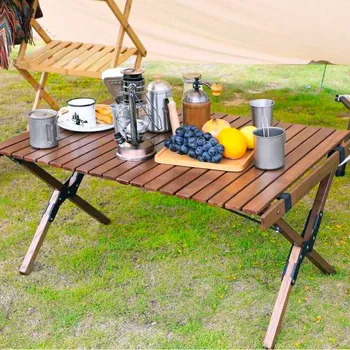 Väljas telkimine piknik puidust laua kokkuklapitavad muna rulli tabel Pähkel kaasaskantav kokkupandav ise sõidu tour tabel