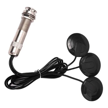 Kitarr Piezo Pickup Kontakt Mikrofon Pikap 3 Anduri Pikap Süsteemi Akustiliste 6.35 mm Pistik (Must)