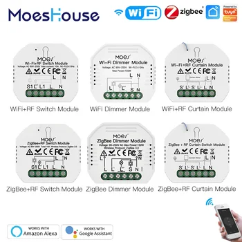 MoesHouse Smart ZigBee WiFi Lüliti Moodul Dimmer Kardina Lüliti Smart Elu App Puldiga Alexa Google ' I Kodu Hääljuhtimine
