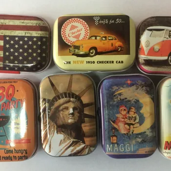 Lisatasu Kaasaskantav Ameerika Stiilis Mini Reisi Tin Box 1TK Zakka Vintage Väike Metallist Kastid Ladustamise Kasti Korraldaja Pill Juhul