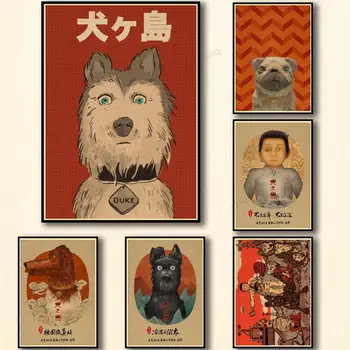 WTQ Retro Plakat Wes Anderson, Filmi Isle of Dogs Lõuendile Maali Seina Decor Anime Plakateid Seina Art Pilt Tuba Decor Home Decor