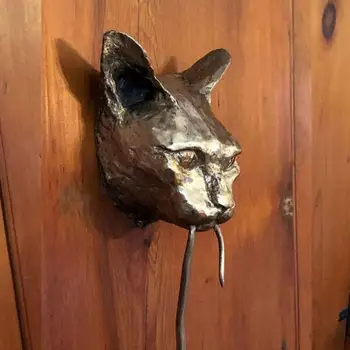 Tige Kass Ukse Knocker Skulptuur Ornament Home Decor Aed Decor Vaenlase Kahjurite Tõrjuv Hiirt, Metalli Kuju, Mis Kaitseb Taimi
