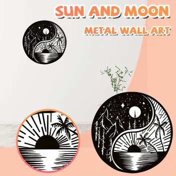 Kunsti-Sun Moon Metallist Seina Art Siseruumides Kui Õues Lõpeta Antiik Rauast Seina Rippuvad Kaunistused Kodu Hoovis Tuba Decor