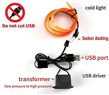 5m auto interjööri aksessuaarid atmosfääri lamp EL külm valgus kooskõlas USB-DIY Dekoratiivsed Kriips pardal Konsooli Auto LED Ambient Light