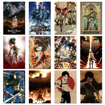 WTQ Rünnak Titan Anime Plakateid Kelle Jaeger Mikasa Ackerman Armin Arlert Seina Art Lõuend Maali Piltide Jaoks Ruumi Kaunistamiseks