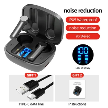 TWS 5.0 Bluetooth Kõrvaklappide Laadimise Kasti Traadita Kõrvaklappide 9D Stereo Sport Veekindel Earbuds Kõrvaklapid, In-ear Mikrofoniga