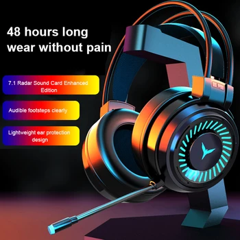 Gaming Headset Surround Heli, Juhtmega Stereo Kõrvaklapid Mikrofoniga, USB-Värviline Valgus ARVUTI Sülearvuti Mäng Peakomplekti 3,5 mm Arvuti Peakomplekt