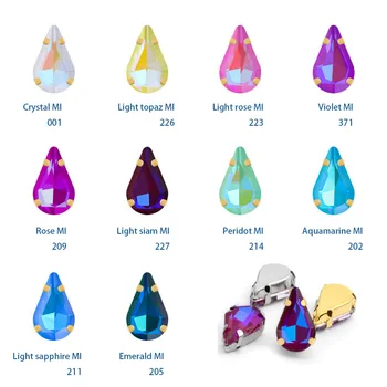 Mocha Fluorestsents Läikiv Õmblemine Kivi Drop K9 Crystal Küüntega Korter Tagasi Rhinestone Dekoratiivsed Gemstone Riided Riie