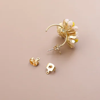 Vasetatud Tõeline Kuld 14K Ear Stud Kasutada Earplug koos Ringi Rippus Rõngas DIY Käsitöö Ornament Ear Stud Tarvikud Materjal