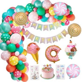 71Pcs/Set Jäätis Candy Bar Kaunistamiseks Pool Donut Õhupalli Vanik Candyland Donut Jäätis Teema Sünnipäeva-ja Teenetemärgi Tüdruk