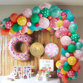 71Pcs/Set Jäätis Candy Bar Kaunistamiseks Pool Donut Õhupalli Vanik Candyland Donut Jäätis Teema Sünnipäeva-ja Teenetemärgi Tüdruk